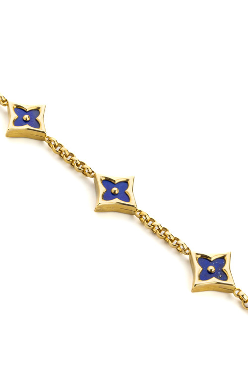 Браслет из лимонного золота c лазуритом и перламутром