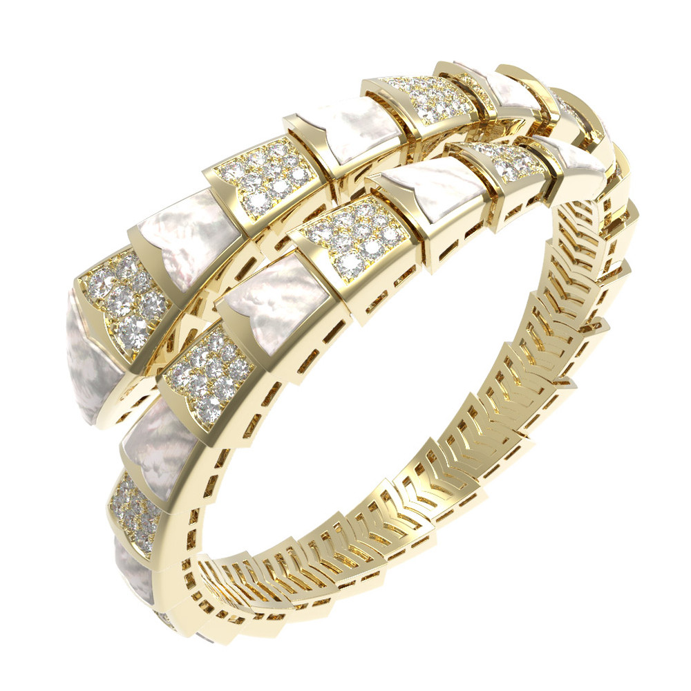 Браслет из лимонного золота c бриллиантами и перламутром