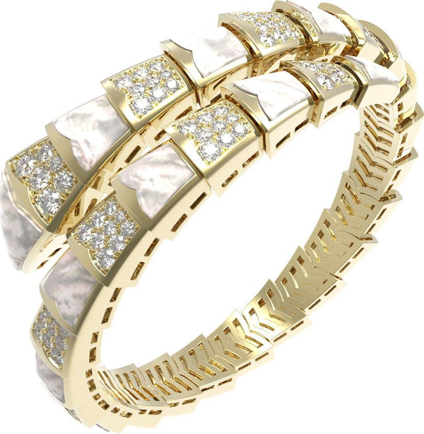 Браслет из лимонного золота c бриллиантами и перламутром