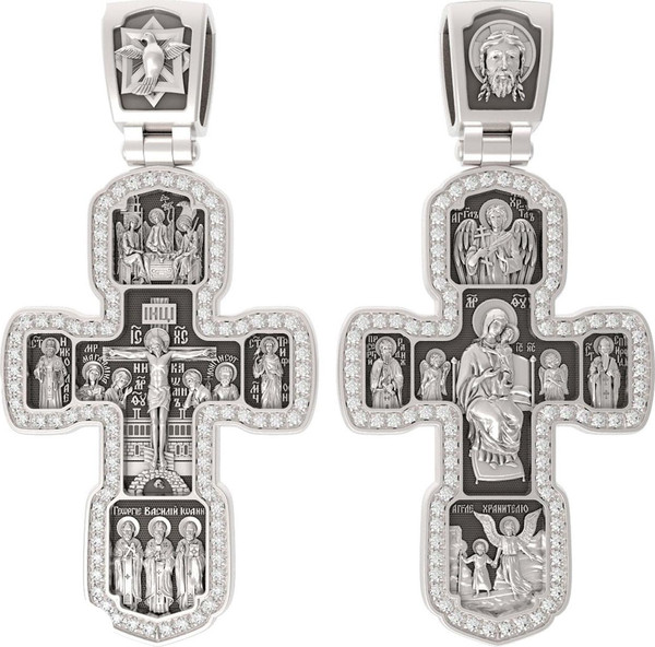 Крест из белого золота c бриллиантами