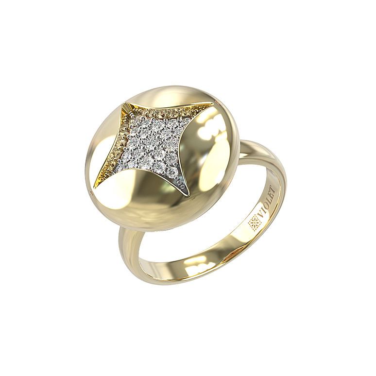 Кольцо из лимонного золота c бриллиантами