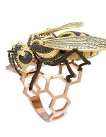 Кольцо из золота 585 пробы c эмалью и фианитом