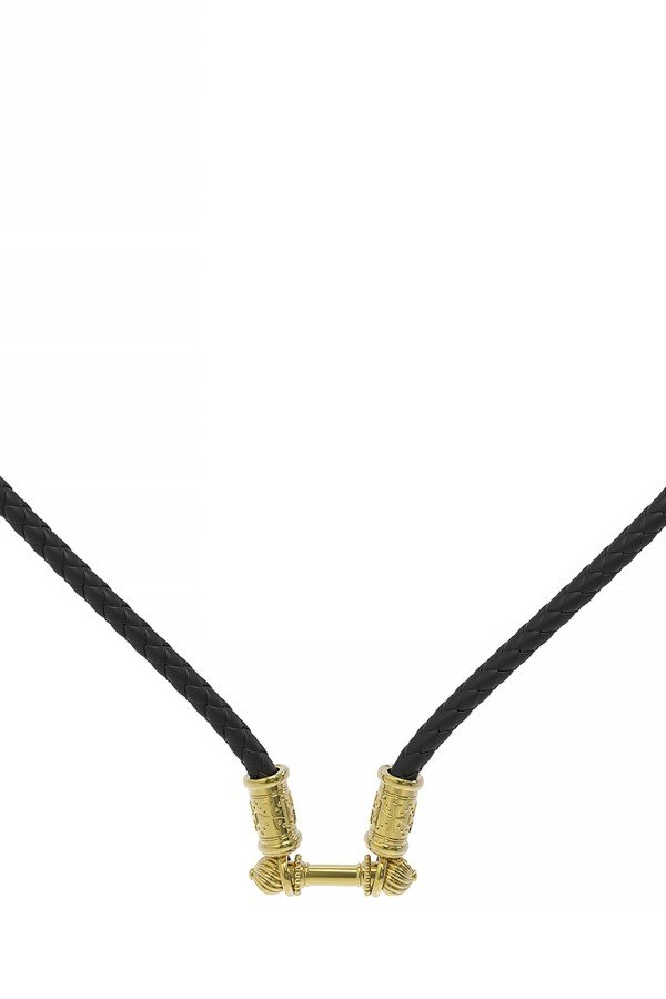 Гайтан из лимонного золота c кожаным шнурком