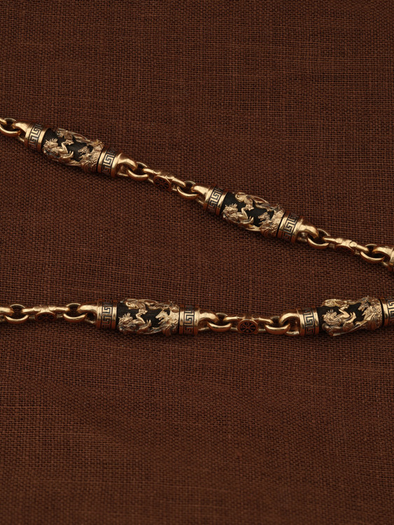 Цепь из золота c эмалью и эбеновым деревом