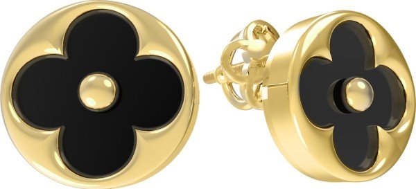 Серьги из лимонного золота c ониксом