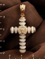 Крест из золота 585 пробы c кахолонгом