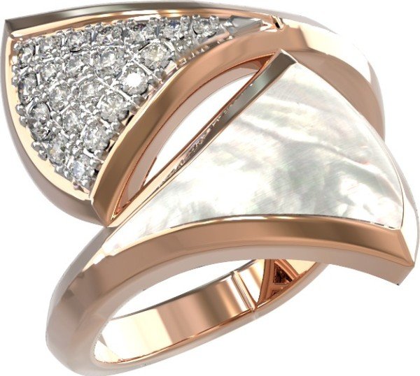 Кольцо из золота c бриллиантами и перламутром