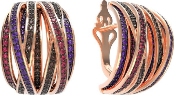 Серьги из золота 585 пробы c фианитом