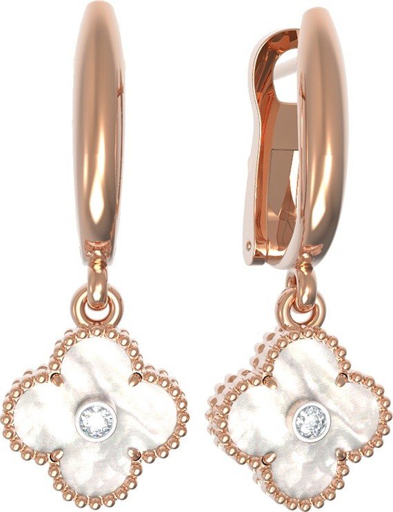 Серьги из золота c бриллиантами и перламутром