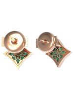 Серьги из золота 585 пробы c бриллиантами и малахитом