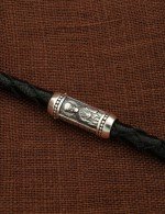 Гайтан из серебра 960 пробы c кожаным шнурком и ониксом