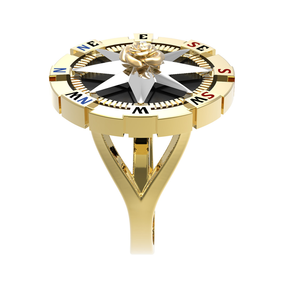 Кольцо из лимонного золота c эмалью и ониксом