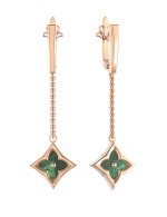 Серьги из золота 585 пробы c малахитом