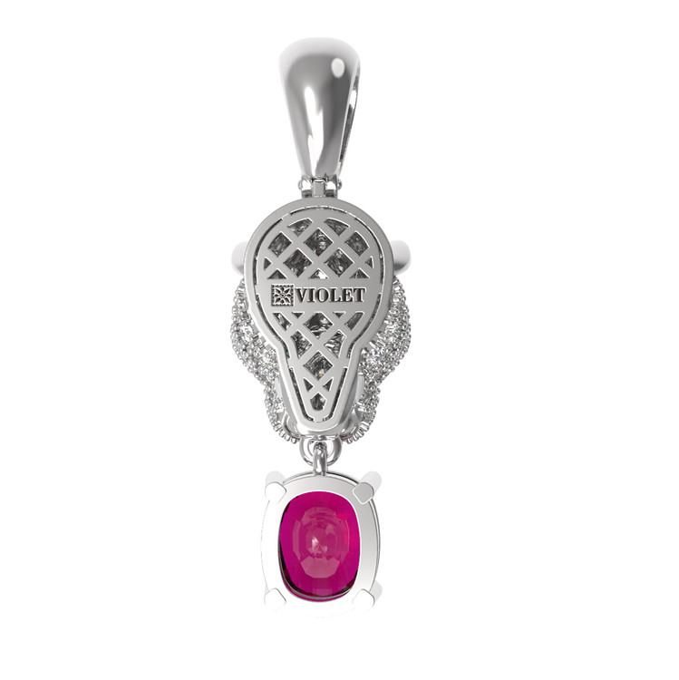 Подвеска из белого золота c бриллиантами, рубином и изумрудом