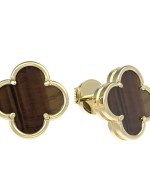 Серьги из лимонного золота 585 пробы c тигровым глазом