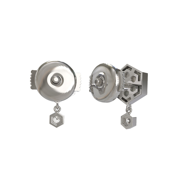 Серьги из белого золота c бриллиантами, лазуритом и перламутром