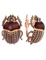 Серьги из золота 585 пробы c эмалью, фианитом и гранатом