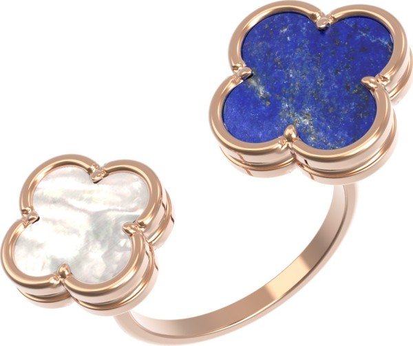 Кольцо из золота 585 пробы c лазуритом и перламутром