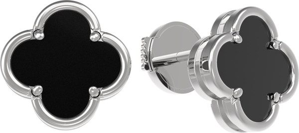 Серьги из белого золота c ониксом