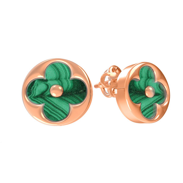 Серьги из золота c малахитом