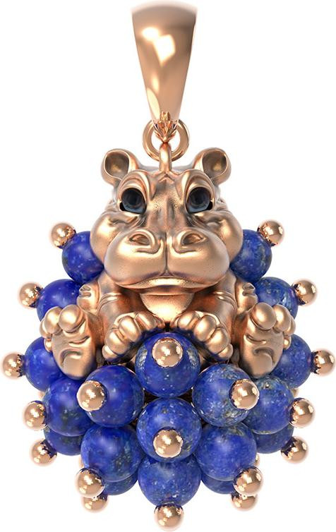 Подвеска из золота c эмалью и лазуритом