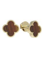 Серьги из лимонного золота 585 пробы c тигровым глазом
