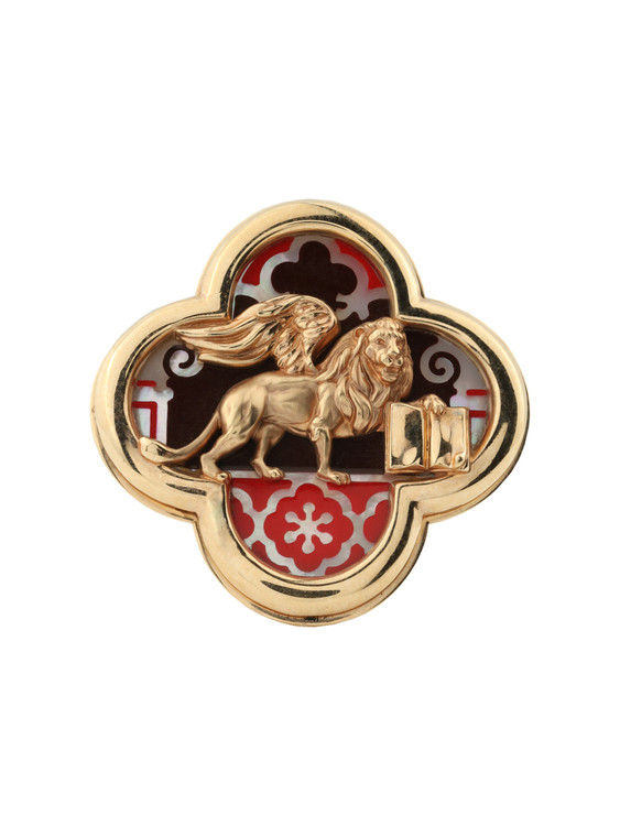 Кольцо из золота c эмалью и перламутром