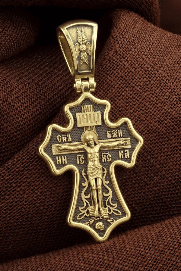 Крест из лимонного золота 585 пробы