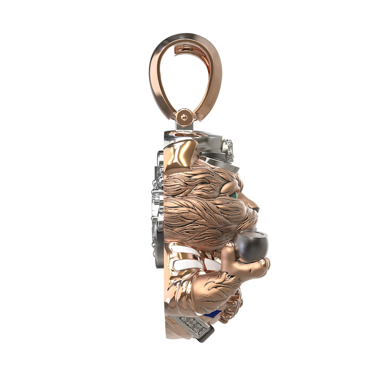 Подвеска из золота c эмалью, бриллиантами и рубином