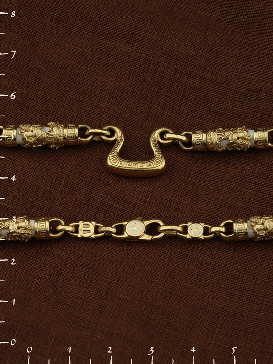 Цепь из лимонного золота c эмалью и бивнем мамонта