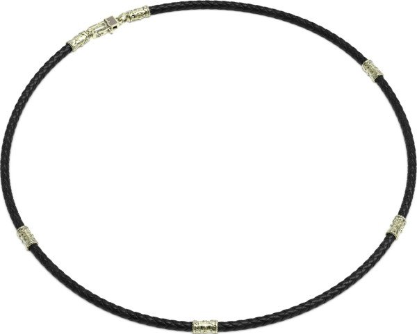 Гайтан из зелёного золота c кожаным шнурком