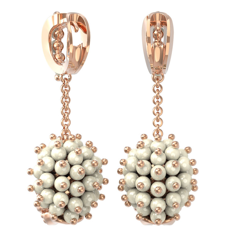 Серьги из золота c эмалью и жемчугом