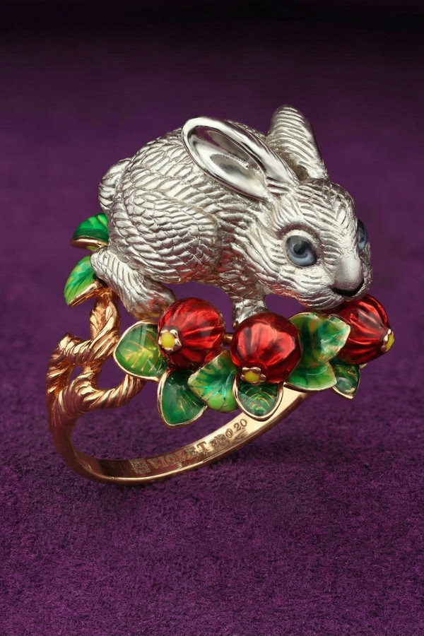 Кольцо из золота c эмалью