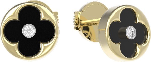 Серьги из лимонного золота c бриллиантами и ониксом