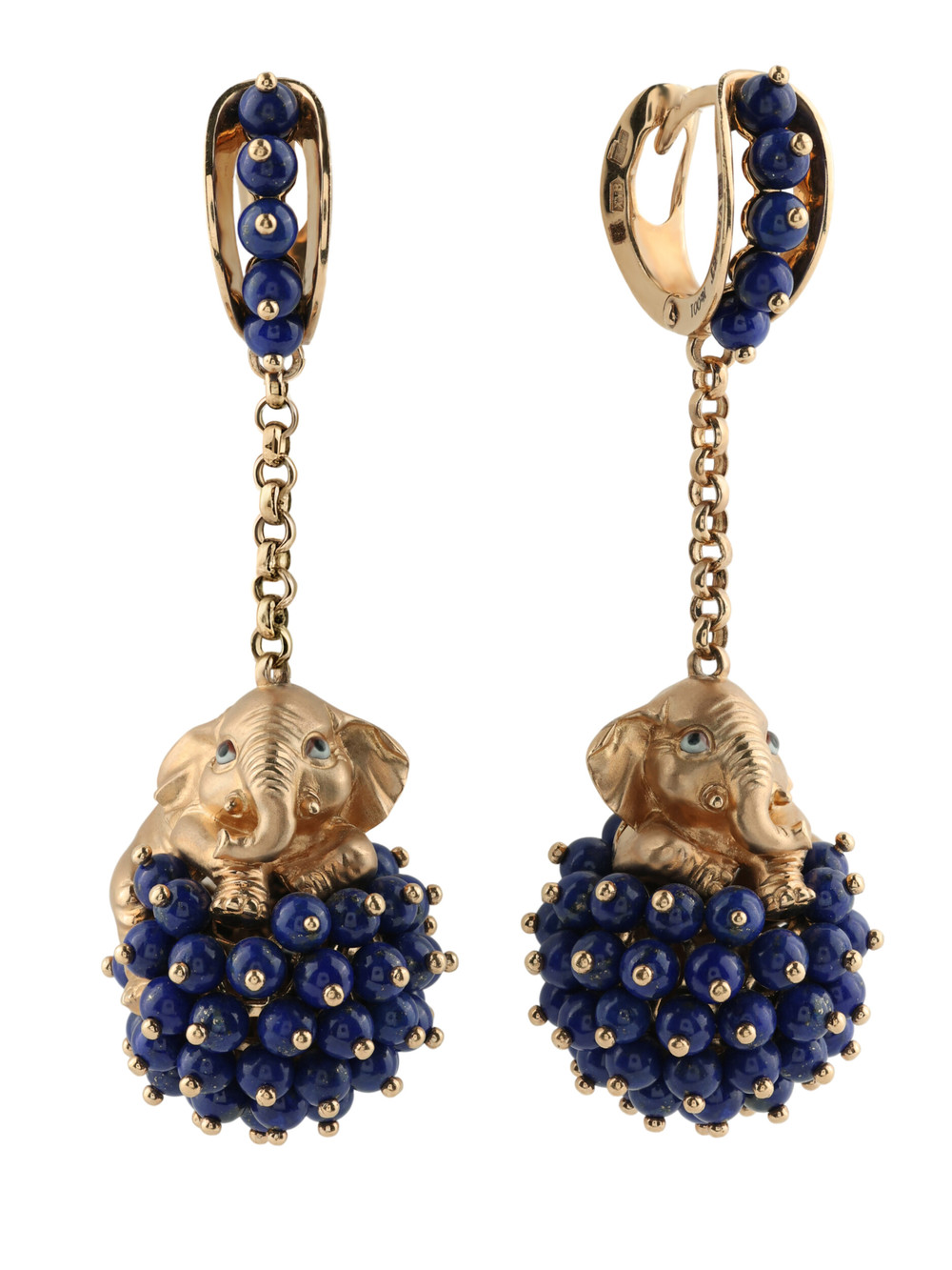 Серьги из золота c эмалью и лазуритом