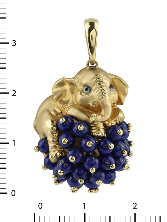 Подвеска из лимонного золота c эмалью и лазуритом