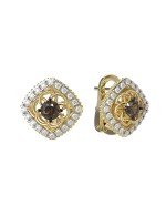Серьги из лимонного золота 585 пробы c бриллиантами