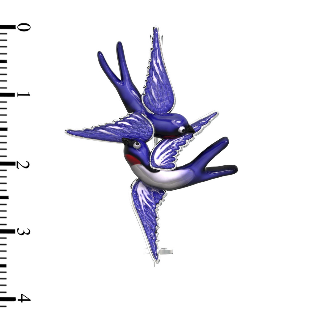 Брошь из белого золота c эмалью