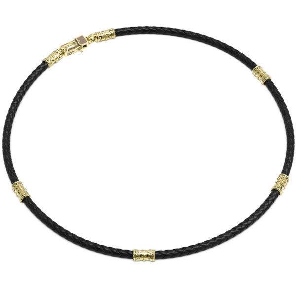 Гайтан из лимонного золота c кожаным шнурком