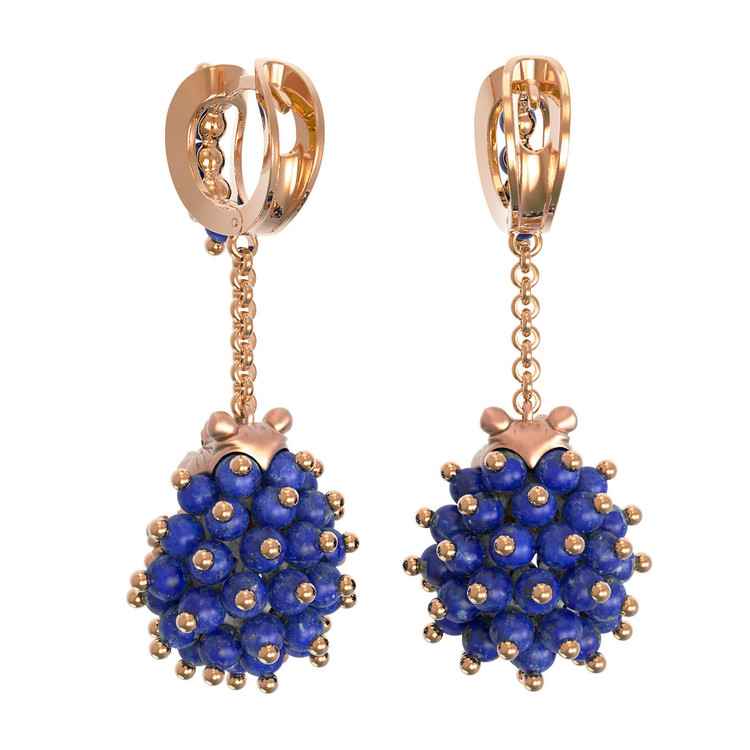 Серьги из золота c эмалью и лазуритом