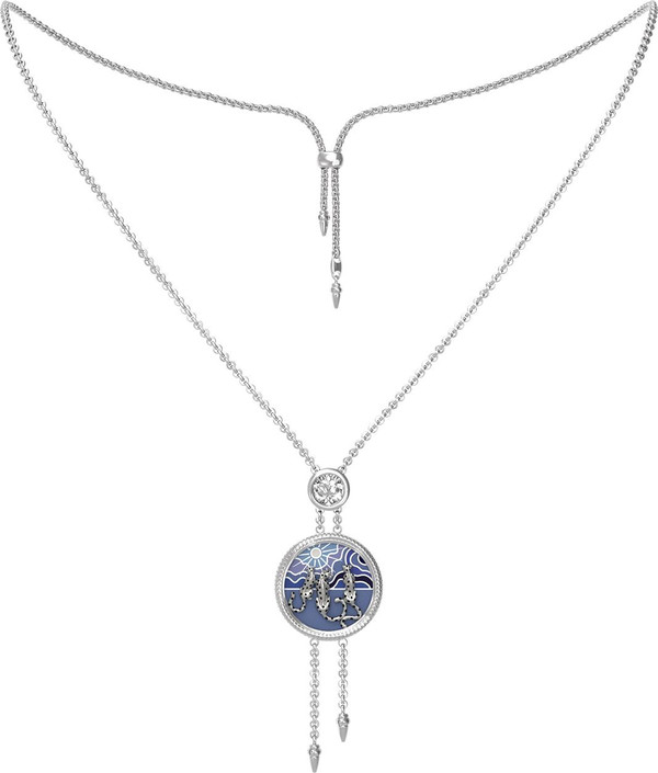 Колье из белого золота c эмалью