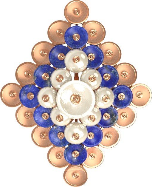 Подвеска из золота c лазуритом и перламутром