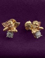 Серьги из золота 585 пробы c бриллиантами