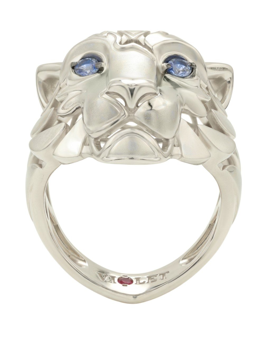 Кольцо из белого золота c сапфиром и рубином