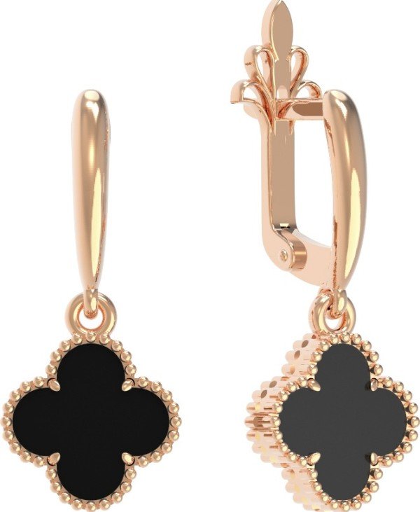 Серьги из золота c ониксом