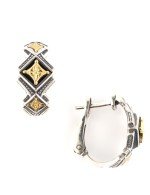 Серьги из серебра 925 пробы и золота 750 пробы c ониксом и рубином