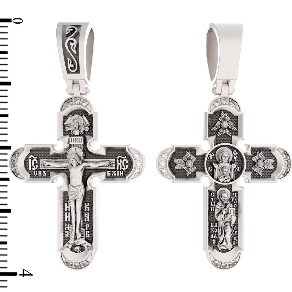 Крест из белого золота c бриллиантами