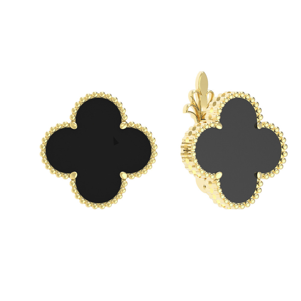 Серьги из лимонного золота c ониксом