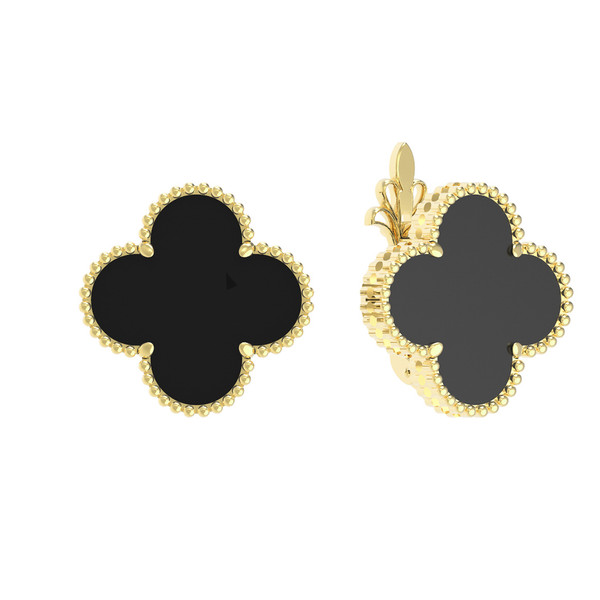 Серьги из лимонного золота c ониксом