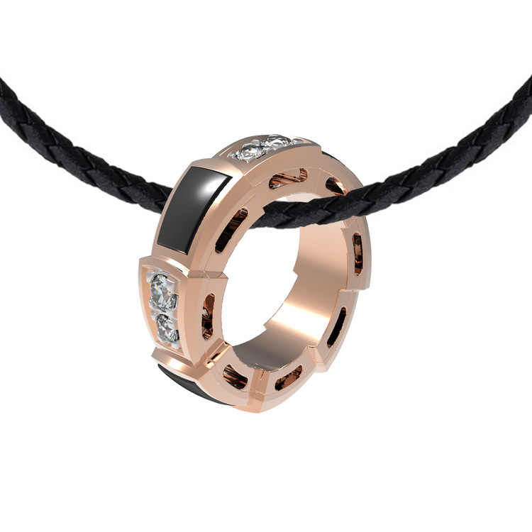 Подвеска из золота c бриллиантами и ониксом